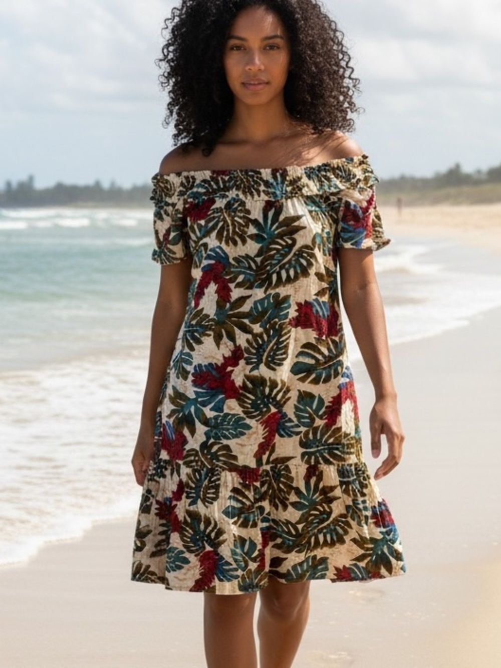 VTG Hilo Hattie Hawaiian Dress Size Medium Tropical Floral Resort Luau Ruffle